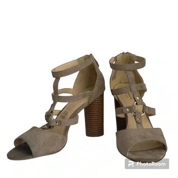 Liz Claiborne Nude Bahati Open‎ Toe Heeled Sandals | Size 9M - Picture 2 of 7